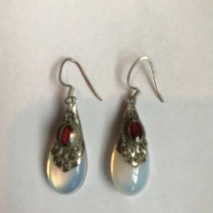 Silver and garnet earrings